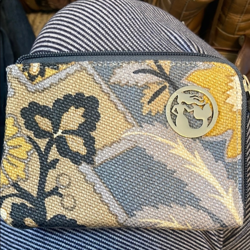 Floral Patterned Wallet with Gold Accent